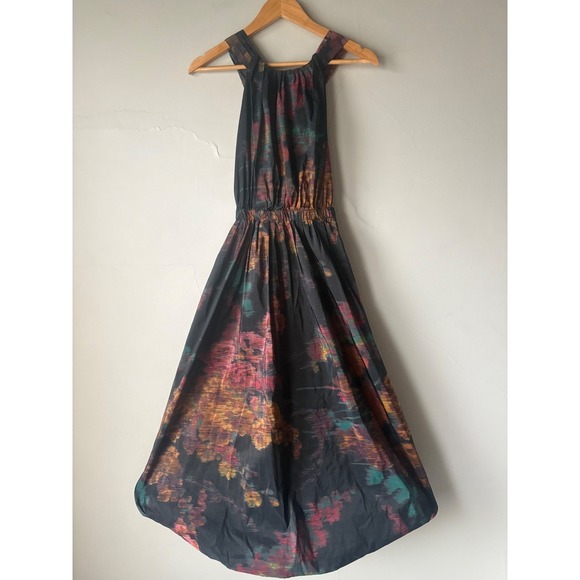 Ulla Johnson Leyna Gathered Printed Taffeta Midi Dress Floral Open Back Size 2 - Picture 9 of 15